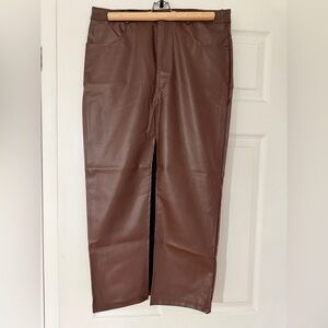 Brown Faux Leather Skirt